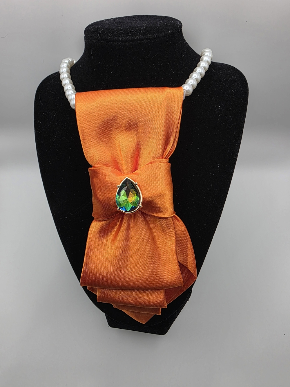 Tie Necklace | Orange Satin